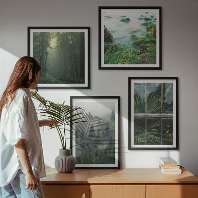 Wall art set Forest fog river greenhouse plants
