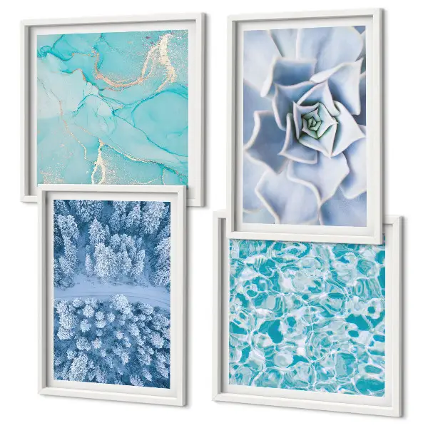 Multi-piece wall decor set winter forest blue flower design