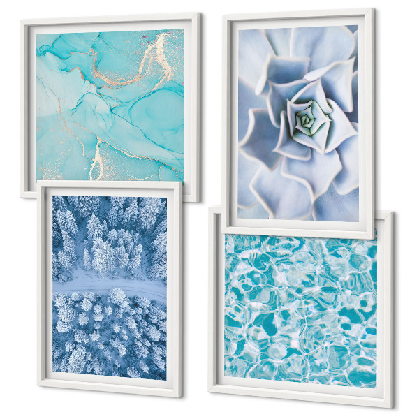 Multi-piece wall decor set Winter Forest Blue Flower
