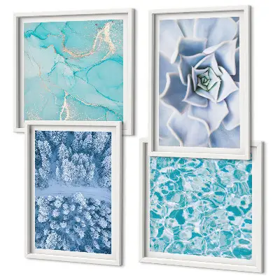 Multi-piece wall decor set winter forest blue flower design
