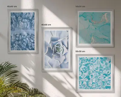 Multi-piece wall decor set winter forest blue flower design
