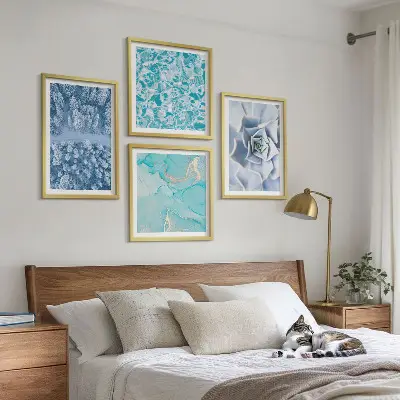 Multi-piece wall decor set winter forest blue flower design