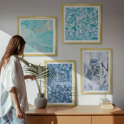 Multi-piece wall decor set winter forest blue flower design
