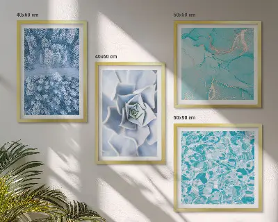 Multi-piece wall decor set winter forest blue flower design