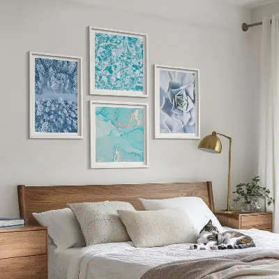 Multi-piece wall decor set winter forest blue flower design