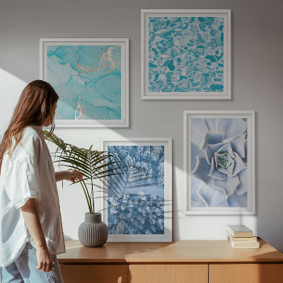 Multi-piece wall decor set Winter Forest Blue Flower
