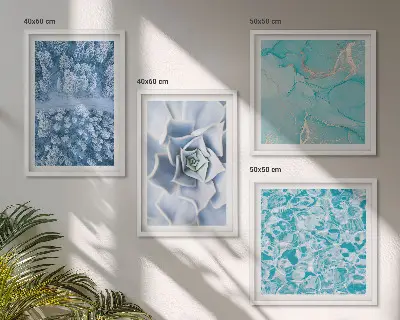 Multi-piece wall decor set winter forest blue flower design