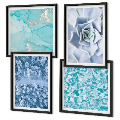 Multi-piece wall decor set winter forest blue flower design