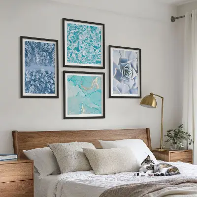 Multi-piece wall decor set winter forest blue flower design