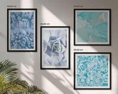 Multi-piece wall decor set winter forest blue flower design
