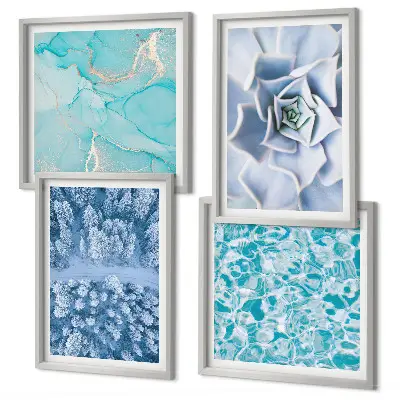 Multi-piece wall decor set winter forest blue flower design
