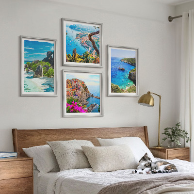 Wall art set Seaside palm trees blue water