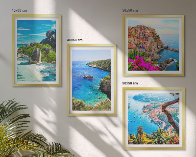 Wall art set Seaside palm trees blue water