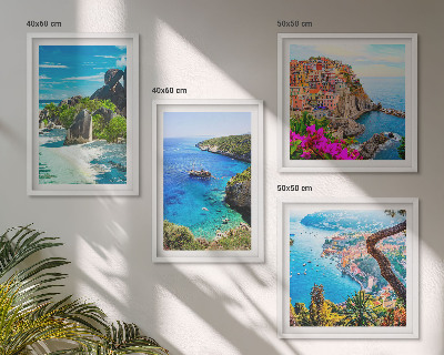 Wall art set Seaside palm trees blue water