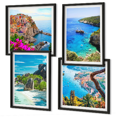 Wall art set Seaside palm trees blue water