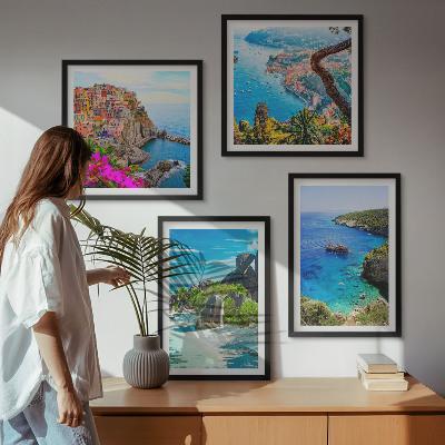Wall art set Seaside palm trees blue water