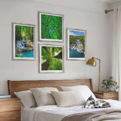 Multi-piece wall decor set Waterfalls green forest water