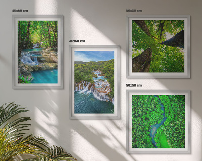 Multi-piece wall decor set Waterfalls green forest water