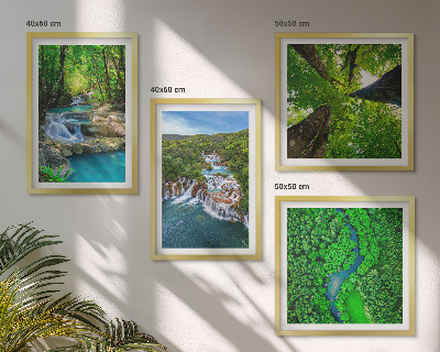 Multi-piece wall decor set Waterfalls green forest water
