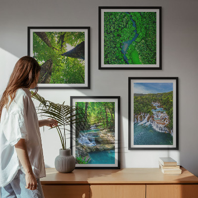 Multi-piece wall decor set Waterfalls green forest water