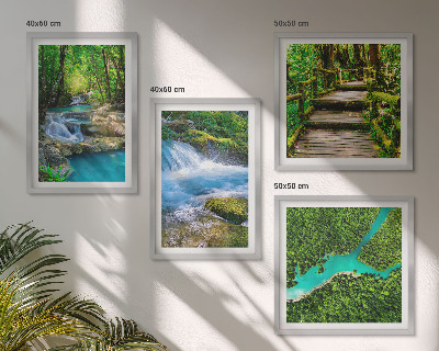 Set of 4 wall art pieces Green forests, crystalline waters
