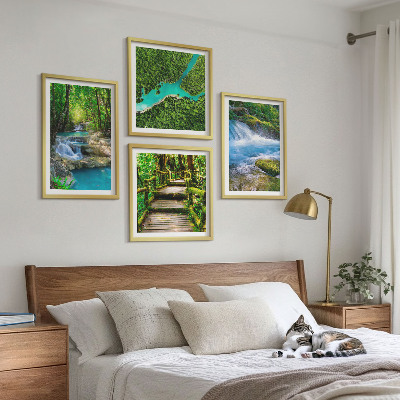 Set of 4 wall art pieces Green forests, crystalline waters