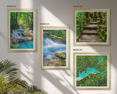 Set of 4 wall art pieces Green forests, crystalline waters