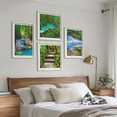Set of 4 wall art pieces Green forests, crystalline waters
