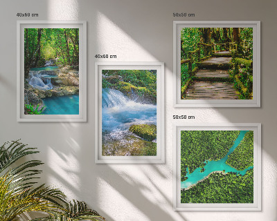 Set of 4 wall art pieces Green forests, crystalline waters