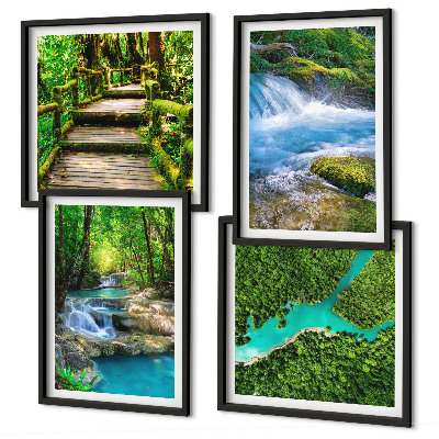 Set of 4 wall art pieces Green forests, crystalline waters