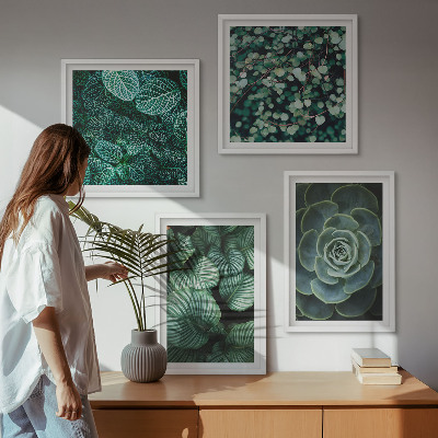 Multi-piece wall decor set Green leaves of stylish succulents