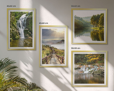 Wall art set Waterfalls mountains clouds autumn
