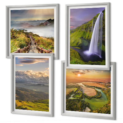 Multi-piece wall decor set Views of mountains, rivers, waterfalls