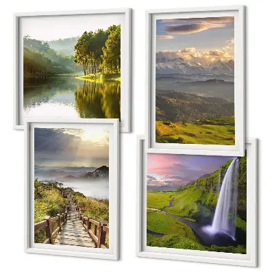 Mountain landscape waterfall wall art set of 4 pieces