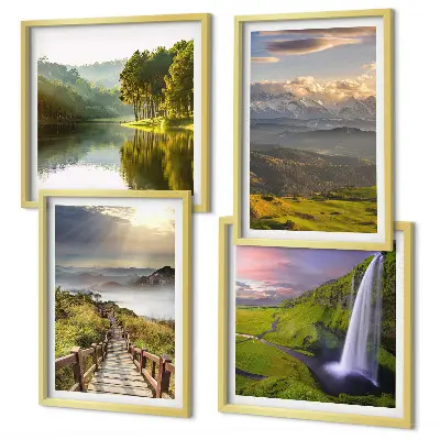 Mountain landscape waterfall wall art set of 4 pieces