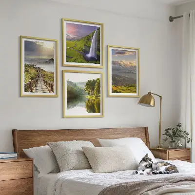 Mountain landscape waterfall wall art set of 4 pieces