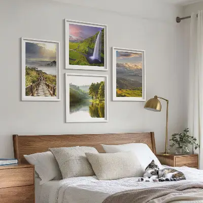 Mountain landscape waterfall wall art set of 4 pieces