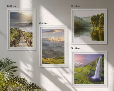 Mountain landscape waterfall wall art set of 4 pieces
