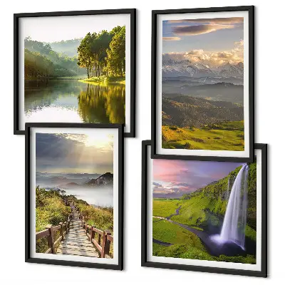 Mountain landscape waterfall wall art set of 4 pieces