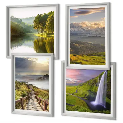 Mountain landscape waterfall wall art set of 4 pieces