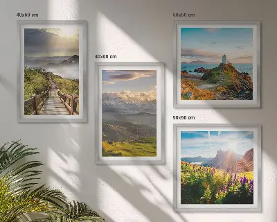 Multi-piece wall decor set mountain flowers sky path design