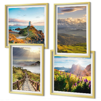 Multi-piece wall decor set Mountain flowers sky path