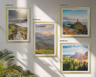 Multi-piece wall decor set mountain flowers sky path design
