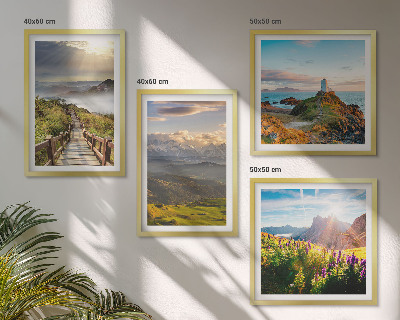 Multi-piece wall decor set Mountain flowers sky path