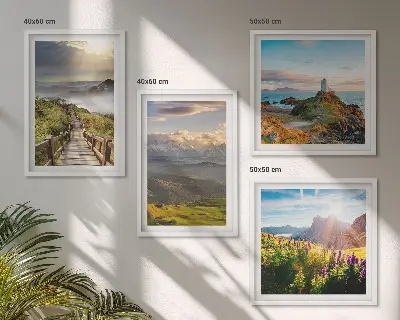 Multi-piece wall decor set mountain flowers sky path design