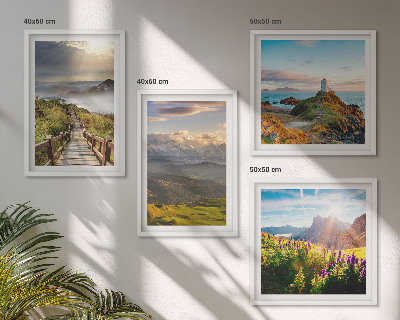 Multi-piece wall decor set Mountain flowers sky path