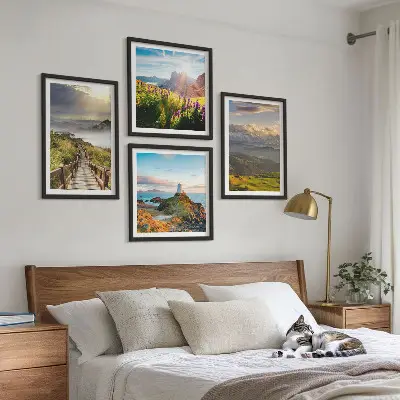 Multi-piece wall decor set mountain flowers sky path design