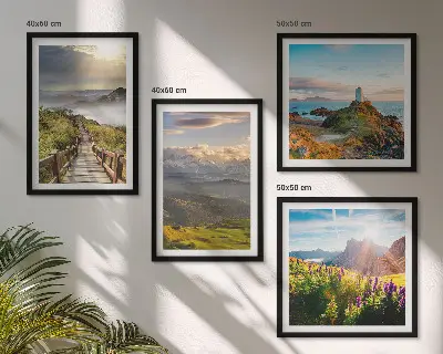 Multi-piece wall decor set mountain flowers sky path design