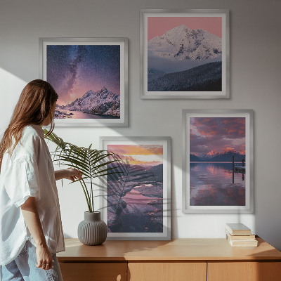 Set of 4 wall art pieces Mountains, water, beautiful landscapes