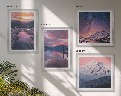 Set of 4 wall art pieces Mountains, water, beautiful landscapes